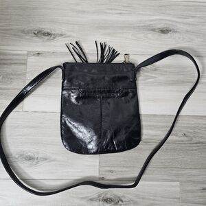 Black  Hobo Leather Crossbody Bag